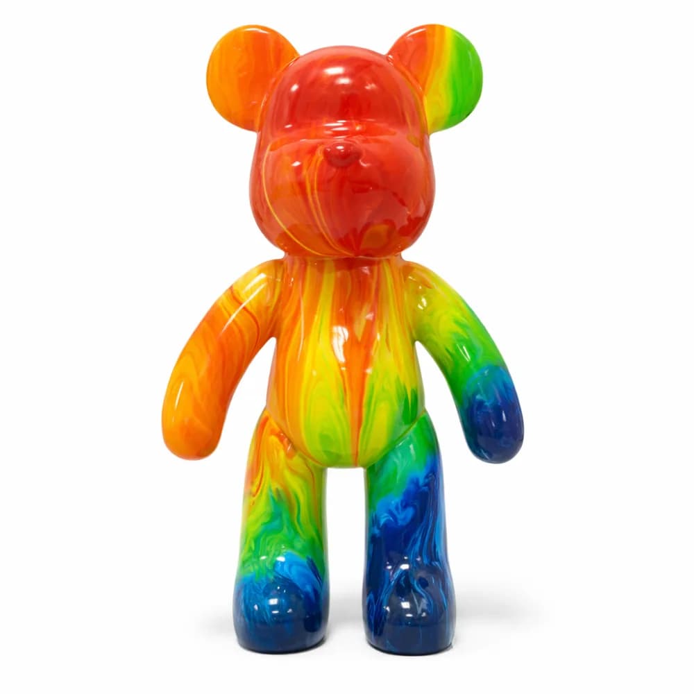 Rainbow bears craft station with colorful keepsake bears at a party
