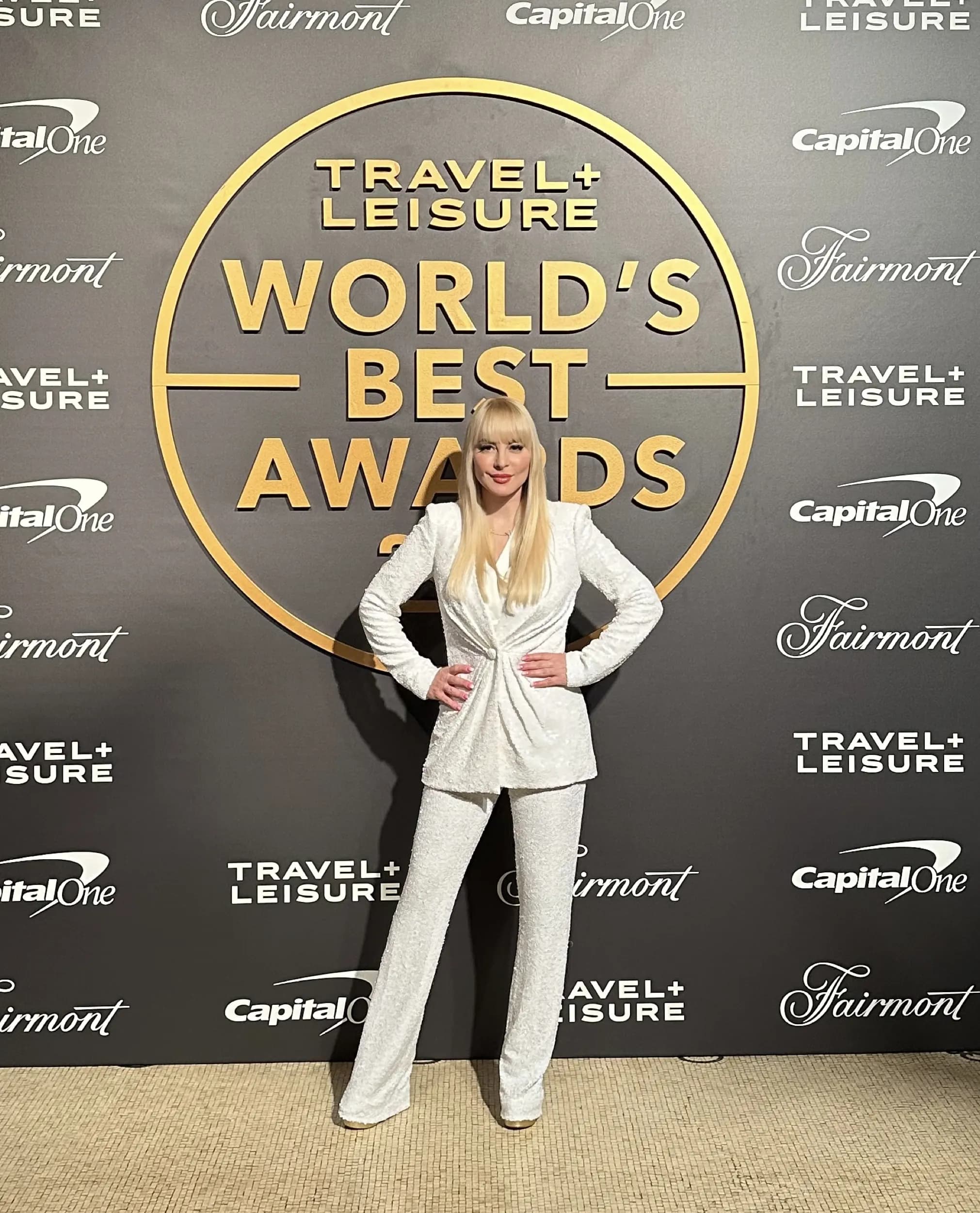 DJ Kristaval on the Travel and Leisure World’s Best Awards red-carpet step-and-repeat in NYC