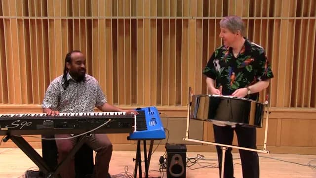 Island Breeze steel pan duo performing Get Up Stand Up at a live event