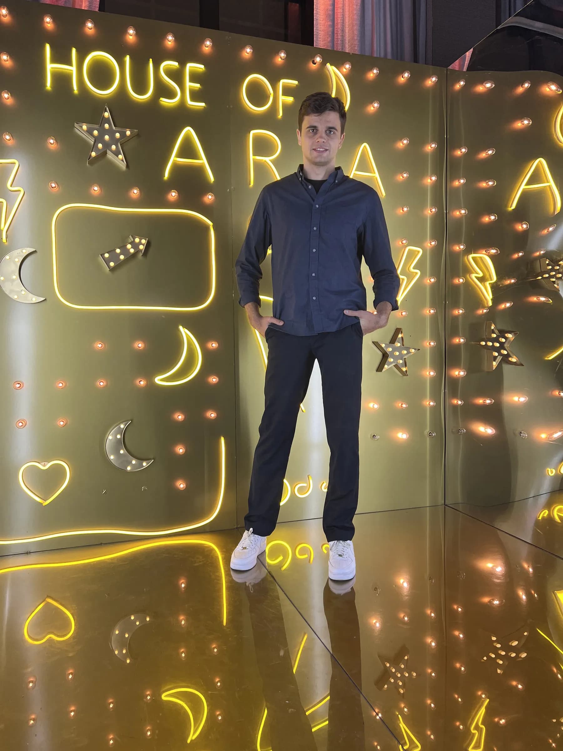 Gold neon room photo at a bar mitzvah in Connecticut