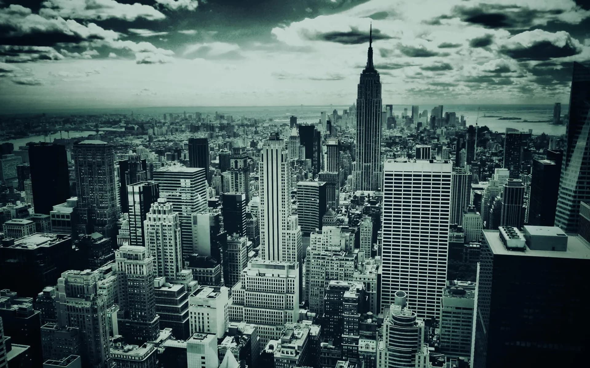 New York City skyline at night with Empire State Building