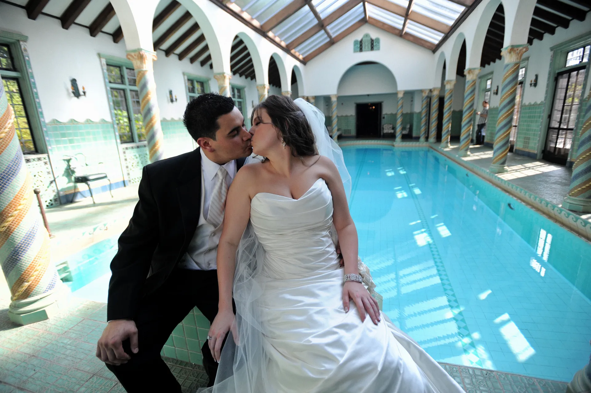 Bride and groom sharing a quiet kiss together at their wedding, produced by Nicholson Events